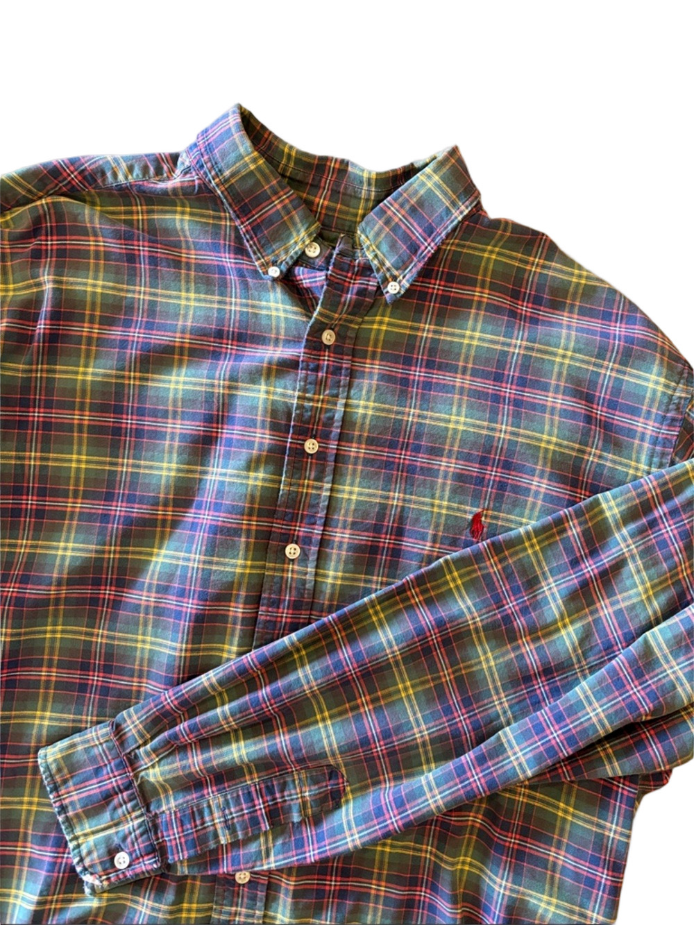 Ralph Lauren Classic Fit Plaid Button Down Shirt Men’s 2XLT Tall Green Cotton